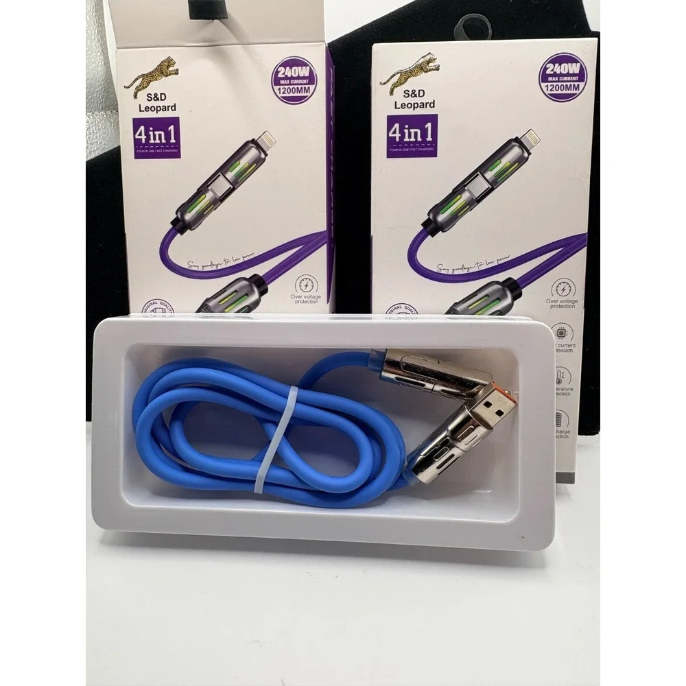 S&D Leopard 4 in 1 Blue Fast Charging Cable (2 boxes) Cables